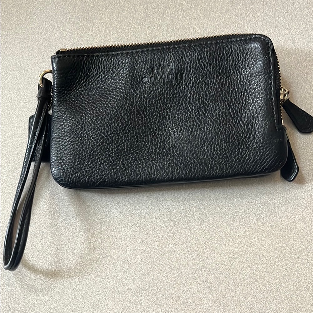 Coach Black Leather Wristlet